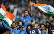 Indian batsman Sachin Tendulkar is carri